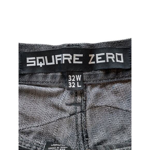 Square Zero Jeans Mens 32X30 Actual Black/Gray Wide Leg Graphic Streetwear Y2k - Picture 4 of 10